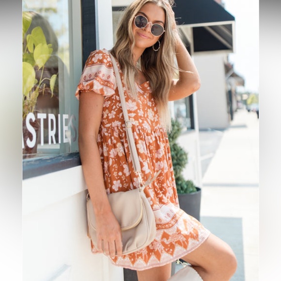 Pink Lily Dresses & Skirts - Pink Lily Orange Floral Mini Dress
